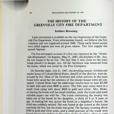 The History of the Greenville City Fire Department