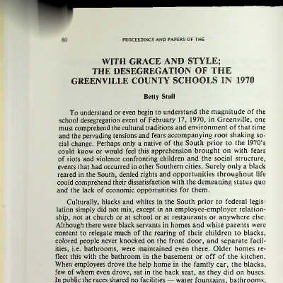 With Grace and Style: The Desegregation of the Greenville County Schools in 1970