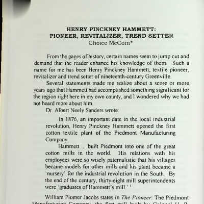 Henry Pinckney Hammett: Pioneer, Revitalizer, Trend Setter