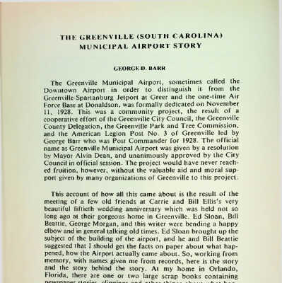 The Greenville (South Carolina) Municipal Airport Story