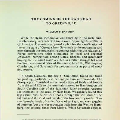 The Coming of the Railroad to Greenville