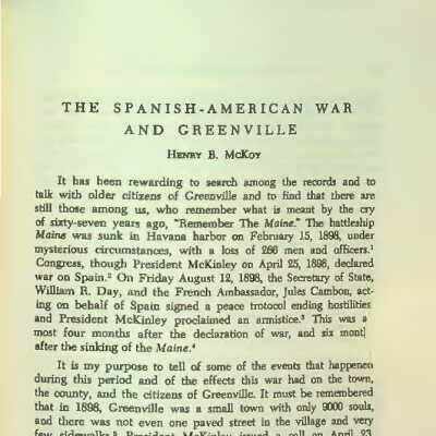 The Spanish American War and Greenville