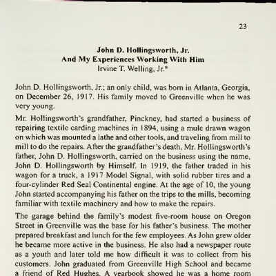 John D. Hollingsworth, Jr. and My Experience Working with Him
