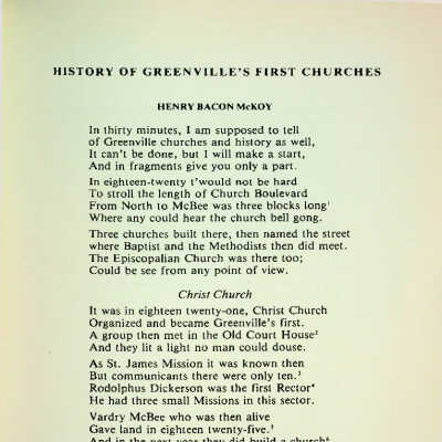 History of Greenville's First Churches