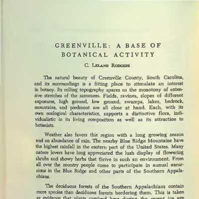 Greenville: A Base of Botanical Activity