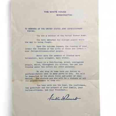 Franklin Delano Roosevelt letter, Operation Torch