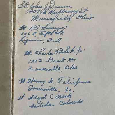 Lt John J Dunn, Lt Floyd.O. Swonger, Lt Charles Peshek, Lt Henry J Taliaferro, Floyd C Beck
