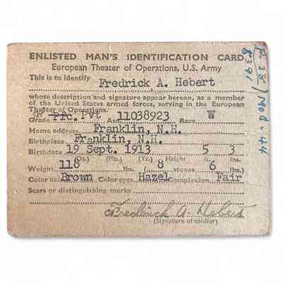 Enlisted man's pass, Frederick A. Hebert