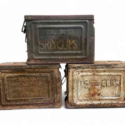 Lot of 3 Cal. .30 M1 ammunition boxes