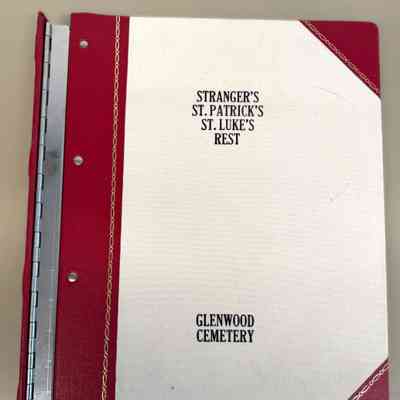 Internment Book for Sections Old Strangers Rest, St. Patrick's Rest, and St. Luke's Rests