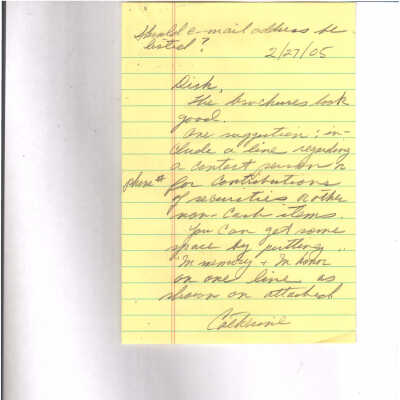 Glenwood Cemetery Brochure Drafts and Correspondence on Donor Form Suggestions