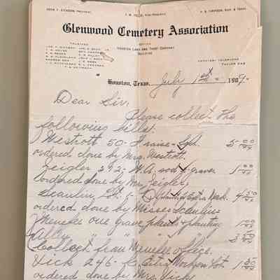 1909 Glenwood Cemetery Association Collections Correspondence