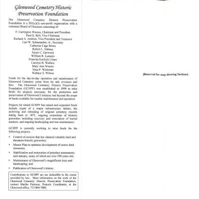 Glenwood Cemetery Brochure Correspondence with drafts to the Board of Directors