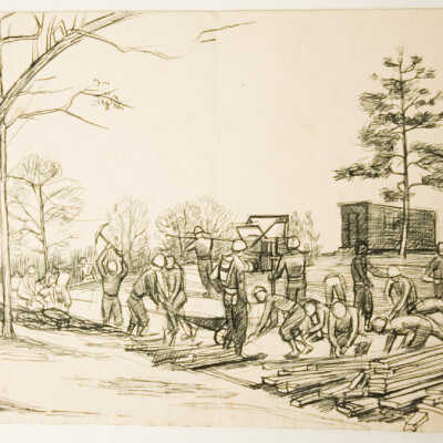 Untitled(WWII Soldiers Building a Railroad Track)