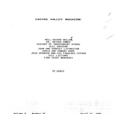 Castro Valley Magazine Vol 2 No. 21