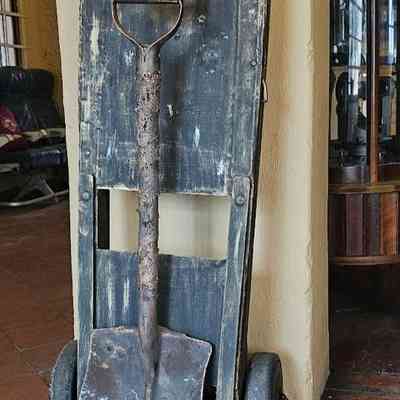 Vintage Mine Store Hand Dolly and Spade. - Circa 1940s. Donated by Sydlip Stores Springs on their closing down