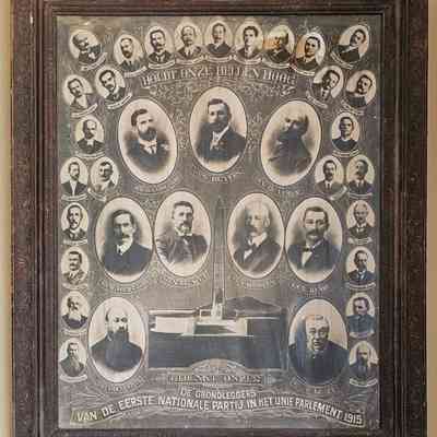 1915 - Poster in frame of the founding fathers of the National Party (Original)