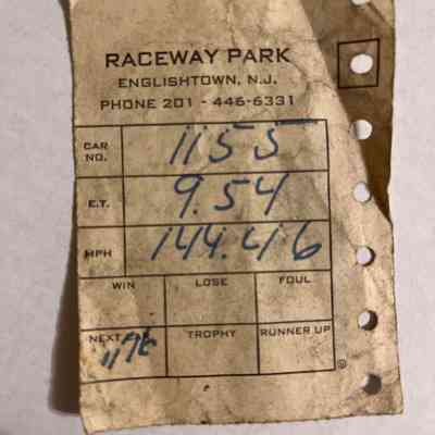 RACEWAY PARK Englishtown NJ timeslip
