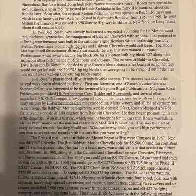 Baldwin Motion Supercar History markup (likely for a magazine or other media)