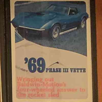 Framed Cover: 1969 Hi-Performance Cars article (1969 Ph3 stringray)