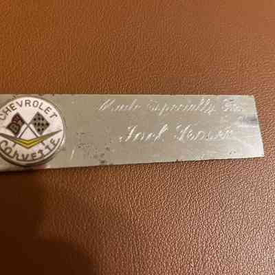 Corvette name plate ‘Made Especially for Joel Rosen’