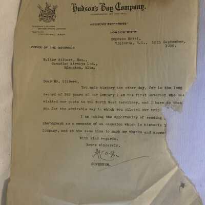 'Hudsons Bay Company' Letter
