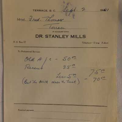 'Dr. Stanley Mills' Receipt