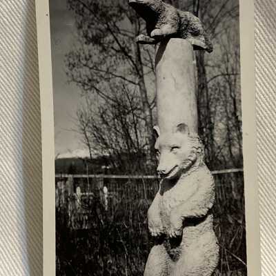 'Indian Tombstone of white marble Old Hazelton Cemetery May 1943'