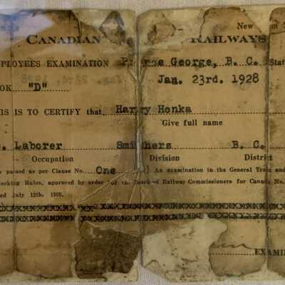 'Harry Honka Canadian Railways' Examination 1928
