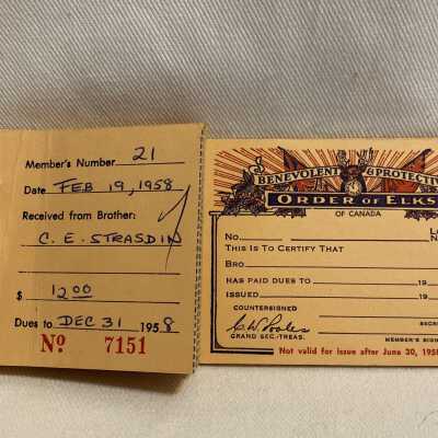 'Order of Elks' Stub Book