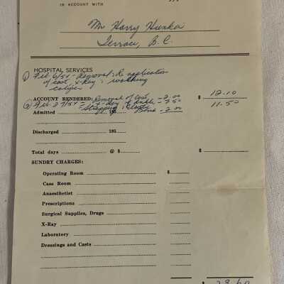 1954 Terrace Hospital Bill