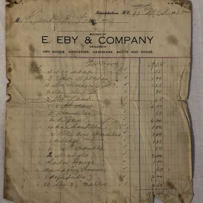 'E. Eby & Company 1914' Receipt