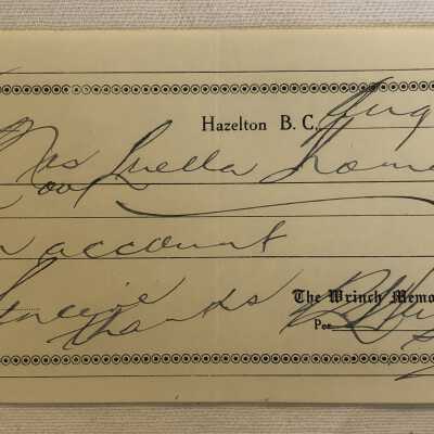 'Wrinch Memorial Hospital' Receipt
