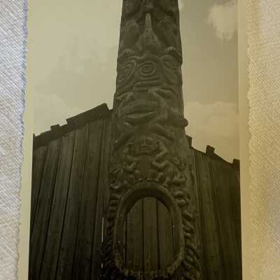 ‘“Hole in the wall totem”… Kitwancool June 1944’