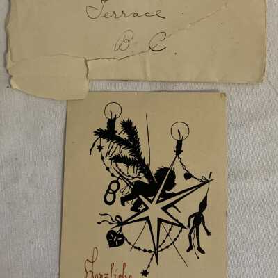 1930 Christmas Card and Envelope