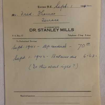 'Dr. Stanley Mills' Receipt