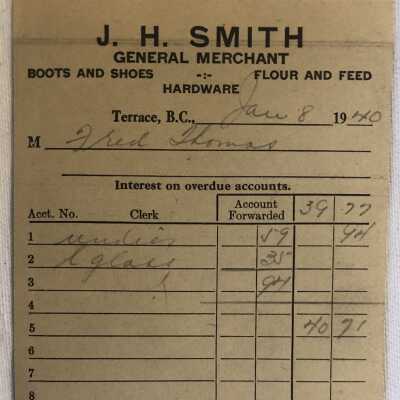 'J.H. Smith General Merchant Receipt'