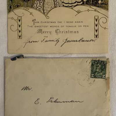 1930 Christmas Card and Envelope