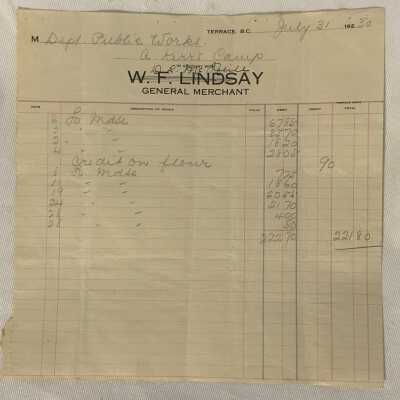 'D.L. McNeil 1930' Receipt