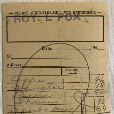 'Roy L Fox Receipt'