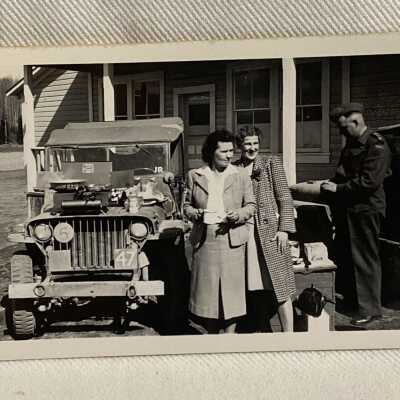 'Breakfast ...in the street Hazelton Easter 1944'