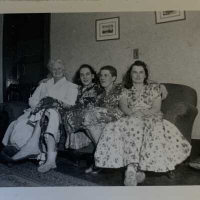 ‘Mrs. Lidster, Alice Rines, Betty Burton… Nurses Home Hazelton Xmas 1943’