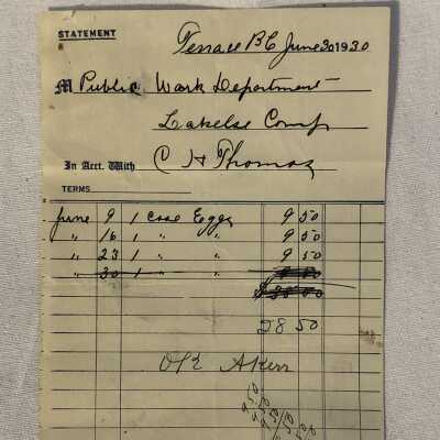 'Public Work Department 1930' Receipt