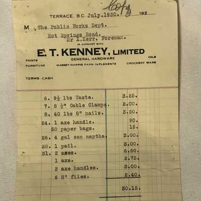 'E.T. Kenney Limited' Receipt