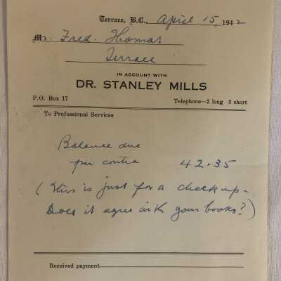 'Dr. Stanley Mills' Receipt