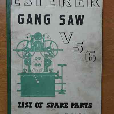Esterer Gang Saw V56 List of Spare Parts B1200a