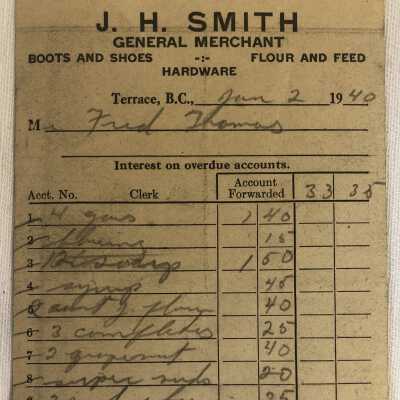 'J.H. Smith General Merchant Receipt'