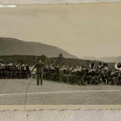 ‘Massed bands at highway opening, Terrace Sept. 4th 1944’