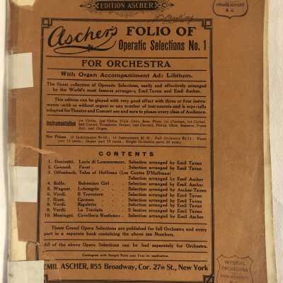 'Piano Aschers Folio or Operatic Selections No 1'