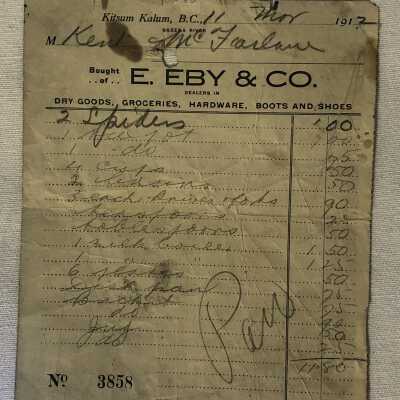 'E. Eby & Co 1912' Receipt